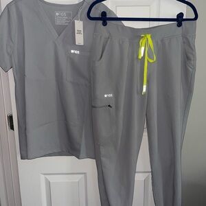 FIGS Silver Arrow Scrub Set with Neon Accents